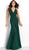 Jovani - 60214 Plunging V-neck Glitter Trumpet Dress Special Occasion Dress 00 / Emerald