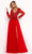 Jovani - 60325 Embellished Plunging V Neck A-line Gown Wedding Dresses 00 / Red