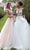 Jovani - 61109 Floral Applique Plunging V-neck Tulle Ballgown Ball Gowns 00 / Light-Blue