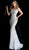 Jovani - 61357 Off Shoulder Textured Lace Long Gown Special Occasion Dress 00 / Silver