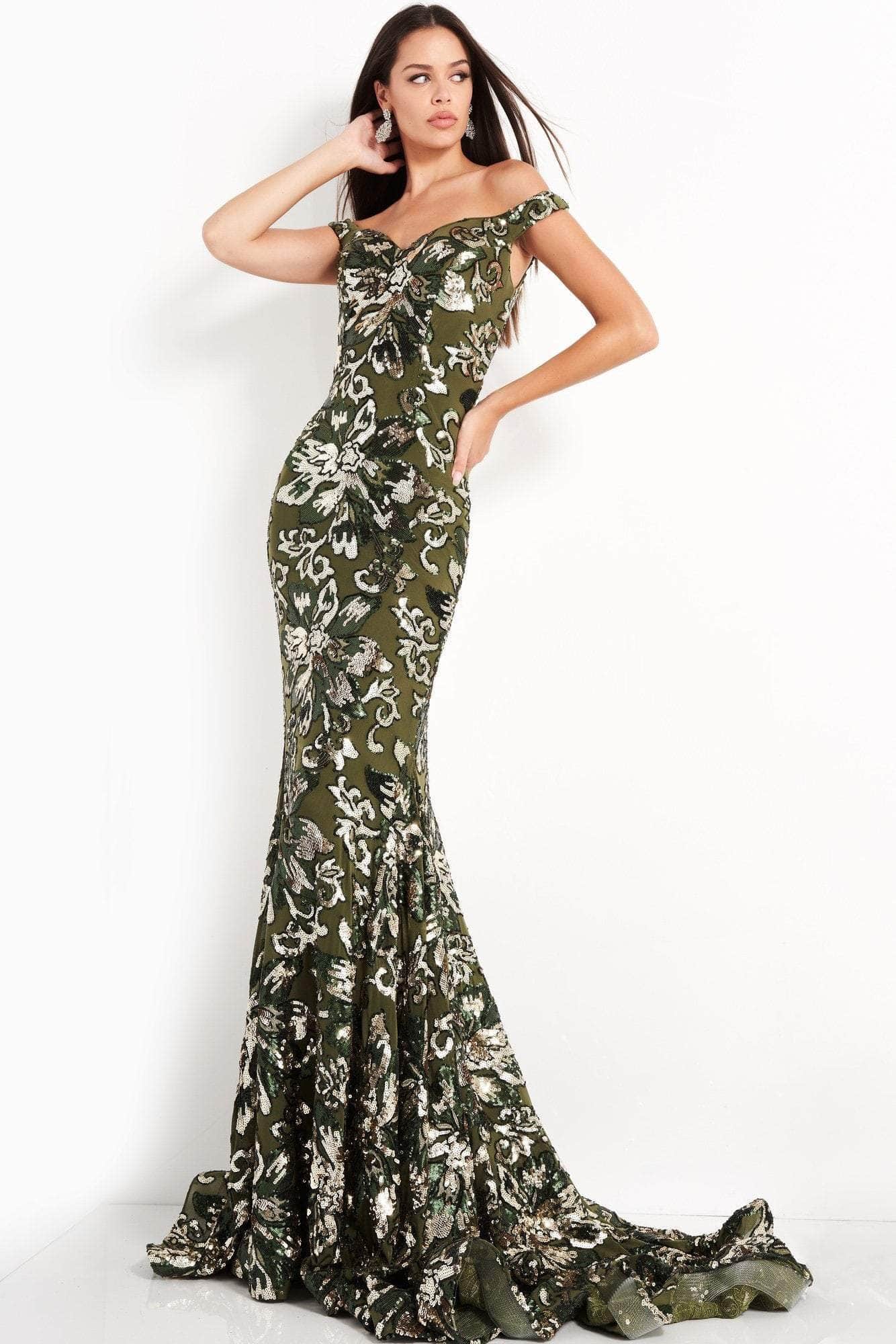 Jovani - 63516 Sequined Off Shoulder Floral Mermaid Gown Couture Candy Jovani - 63516 Sequined Off Shoulder Floral Mermaid Gown Couture Candy