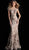Jovani - 63516 Sequined Off Shoulder Floral Mermaid Gown Evening Dresses 00 / Copper/Gold