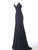Jovani - 63563 Studded Backless Jersey Trumpet Gown Special Occasion Dress 00 / Navy