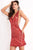Jovani - 63899 Sequined Deep V-neck Sheath Cocktail Dress Special Occasion Dress 00 / Red