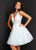 Jovani - 63987 Floral Appliqued A-Line Cocktail Dress Cocktail Dresses 00 / Off White/Light Blue