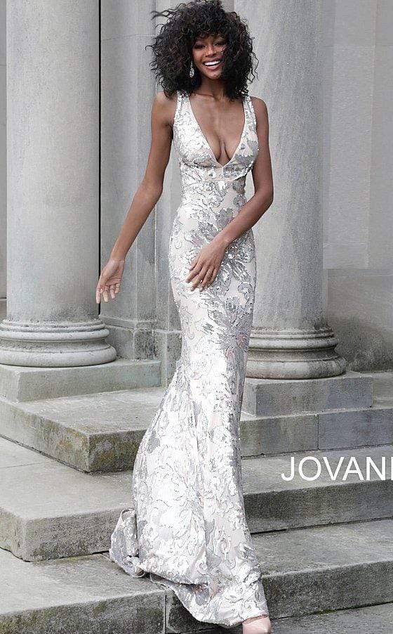 Jovani - 02326 Illusion Bejeweled Feather Sheath Dress | Jovani evening  dress, Gowns, Evening gowns