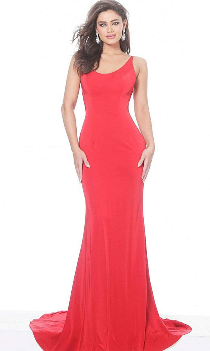 Jovani - 66087 Scoop Neck Long Mermaid Evening Dress Evening Dresses 00 / Red