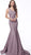 Jovani - 67650 Stretch Glitter Mermaid Dress With Sweep Train Evening Dresses 00 / Mauve