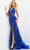 Jovani - 8110 Halter V-Neck Sequin Illusion Evening Gown Prom Dresses 00 / Royal