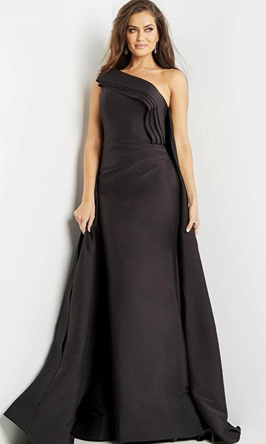 Jovani 09203 - Asymmetrical Pleated Evening Gown