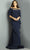 Jovani 9623 - Off-Shoulder Quarter Sleeve Evening Dress Evening Dresses 00 / Navy