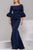 Jovani - Asymmetrical Pleat Detailed Trumpet Gown 39739SC - 1 pc Black in Size 20 Available CCSALE 20 / Navy