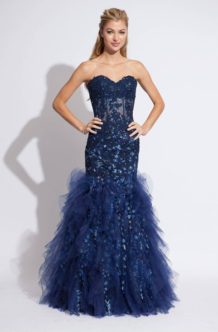 Jovani Beaded Lace Sweetheart Dress 172008A - 1 pc Royal Blue in size 10 Available CCSALE 10 / Royal Blue