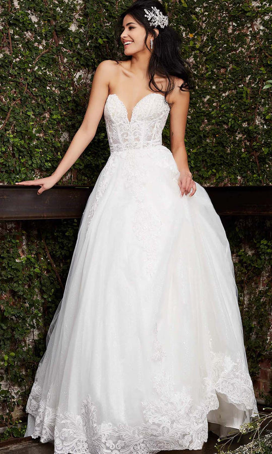 Jovani Bridal - JB07265 Embroidered Applique A-Line Bridal Gown