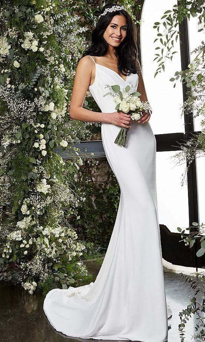 Jovani Bridal - JB2507 Sleeveless V Neck Long Sheath Dress Bridal Dresses 00 / Ivory