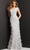 Jovani - Cap Sleeve Feathered Long Dress 03108SC - 1 pc Silver In Size 14 Available CCSALE 14 / Silver