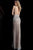 Jovani - Crystal Embellished V-Neck Sheath Gown 67280 - 1 pc Silver/Nude in Size 0 Available CCSALE