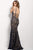 Jovani Deep V-neck Lace Metallic Evening Dress 50923SC - 1 Pc NavyNude in Size 0 Available CCSALE 0 / NavyNude