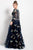 Jovani - Deep V-Neck Long Sleeved Gown 55717 - 1 Pc Navy in Size 24 Available CCSALE