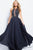 Jovani Embellished Illusion Halter Chiffon A-line Dress JVN59049 1 pc Charcoal in size 8 Available CCSALE 8 / Charcoal