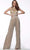 Jovani - Embellished Jewel Neck Long Jumpsuit 67878SC - 1 pc Gold/Nude In Size 8 Available CCSALE 8 / Gold/Nude