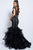 Jovani - Embellished Wide V-neck Tiered Mermaid Dress JVN55878 - 2 pcs Black In Size 14 and 16 Available CCSALE