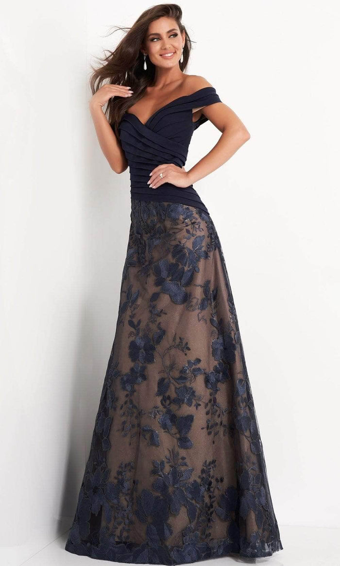 Jovani - Embroidered A-Line Evening Gown 02852SC - 1 pc Navy In Size 8 Available CCSALE 8 / Navy