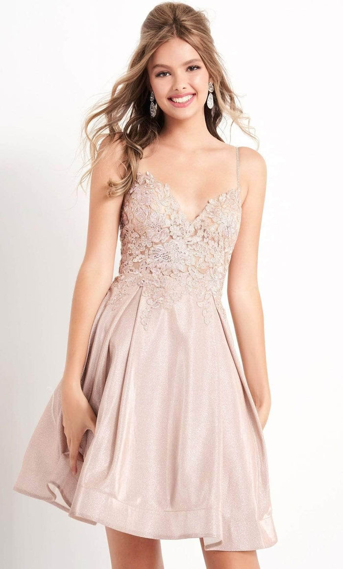 Jovani - Embroidered Bodice A-Line Dress JVN04010SC - 1 pc Nude In Size 0 Available CCSALE 0 / Nude