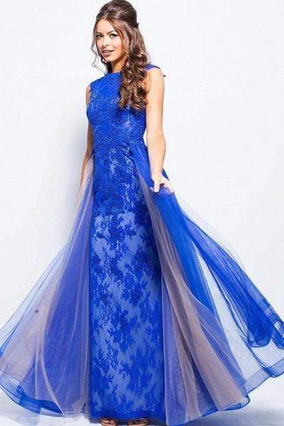Jovani - Embroidered Cap Sleeve A-line Dress JVN58023 - 1 pc Royal In Size 4 Available CCSALE 4 / Royal