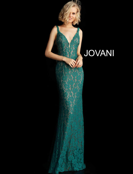 Jovani - Fitted Lace Prom Dress 48994