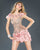 Jovani Floral Applique Illusion Short Dress 7223 - 1 pc Peach In Size 0 Available CCSALE 0 / Peach
