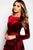 Jovani Fur Poms Bateau Long Sleeves Evening Gown 48730 - 1 pc Burgundy In Size 8 Available CCSALE 8 / Burgundy