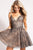 Jovani Glittered V-Neck A-Line Cocktail Dress - 1 pc Silver/Nude In Size 4 Available CCSALE 4 / Silver/Nude