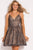 Jovani Glittered V-Neck A-Line Cocktail Dress - 1 pc Silver/Nude In Size 4 Available CCSALE 4 / Silver/Nude