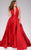 Jovani Halter Style Plunging Gown with Overskirt 42843A 1 pc Red in size 12 Available CCSALE 12 / Red