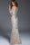 Jovani - Illusion Long Sleeve Foliage Motif Gown 55707SC - 1 pc Champagne in Sizes 6 Available CCSALE