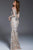 Jovani - Illusion Long Sleeve Foliage Motif Gown 55707SC - 1 pc Champagne in Sizes 6 Available CCSALE