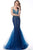 Jovani - Jewel Beaded Tulle V Neck Mermaid Dress 67034 - 1 pc Fuchsia In Size 8 Available CCSALE 8 / Fuchsia