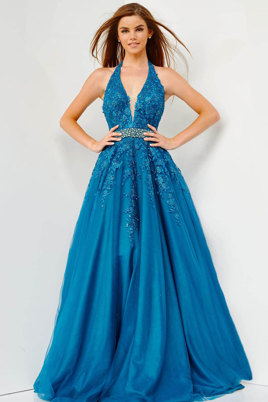 JVN by Jovani - JVN00923 Crystal-Beaded Embroidered A-Line Gown