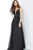 Jovani - JVN02253 Ornate Plunging Bodice Long Overskirt Gown Evening Dresses 00 / Black