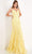 Jovani - JVN02258 Embroidered V Neck Trumpet Gown Prom Dresses 00 / Light-Yellow
