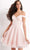 Jovani - JVN04639 Off Shoulder Glitter A-Line Dress Homecoming Dresses 00 / Pink