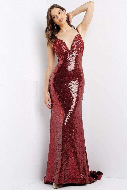 JVN by Jovani - JVN05803 Strappy Sequined Trumpet Gown