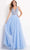 Jovani - JVN05818 Embellished Deep V Neck A-line Gown Prom Dresses 00 / Light-Blue