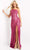 Jovani - JVN06127 One Shoulder Lace Sheath Gown Special Occasion Dress 00 / Fuchsia