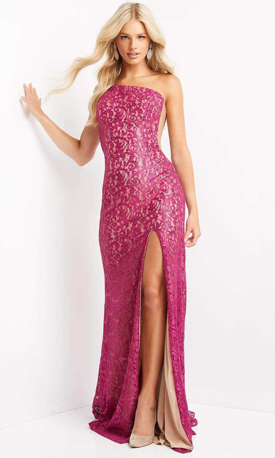 JVN by Jovani - JVN06127 One Shoulder Lace Sheath Gown