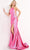 Jovani - JVN06525 High Halter Long Gown With Slit Special Occasion Dress 00 / Hot-Pink