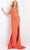 Jovani - JVN07344 Cutout Accented Glitter Gown Special Occasion Dress 00 / Orange