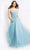 Jovani - JVN07394 Lace Appliqued Corset Gown Prom Dresses 00 / Light-Blue