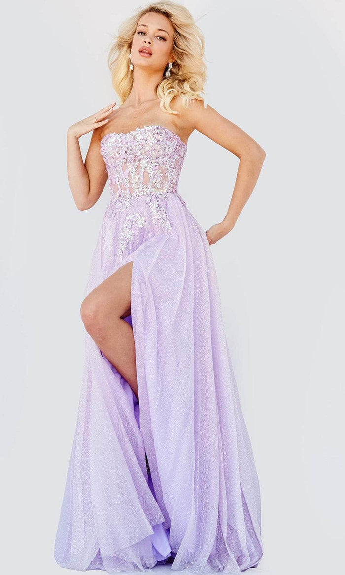 Jovani JVN07434 - Embellished Corset A-Line Prom Dress Prom Dresses 00 / Lavender